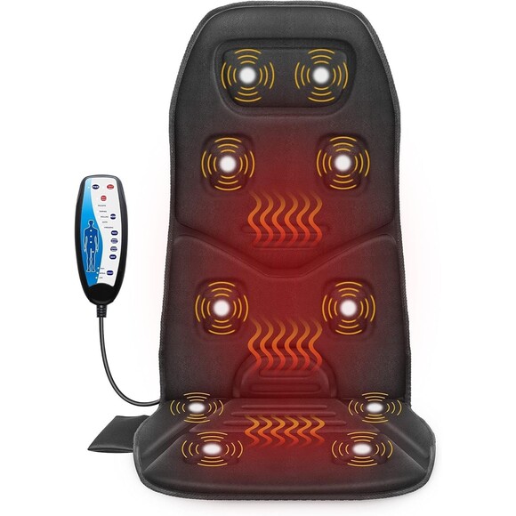 Massage Seat Cushion with Heat,10 Vibration Motors Seat Warmer, Back Massager - Picture 1 of 5